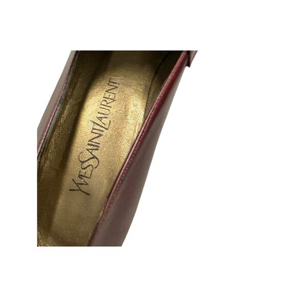 Vintage Metallic Oxblood YSL Burgundy Leather Loafers Made in Italy 8.5M - Picture 2 of 8